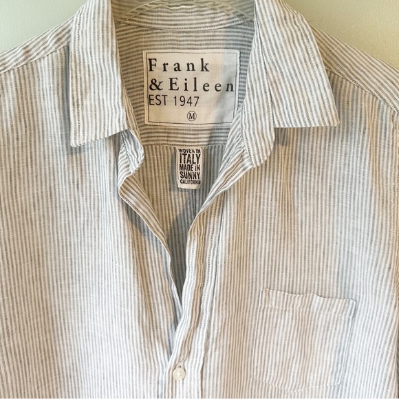 Frank & Eileen Barry Striped Button Down Shirt 100% Linen Classic Medium - Picture 5 of 8